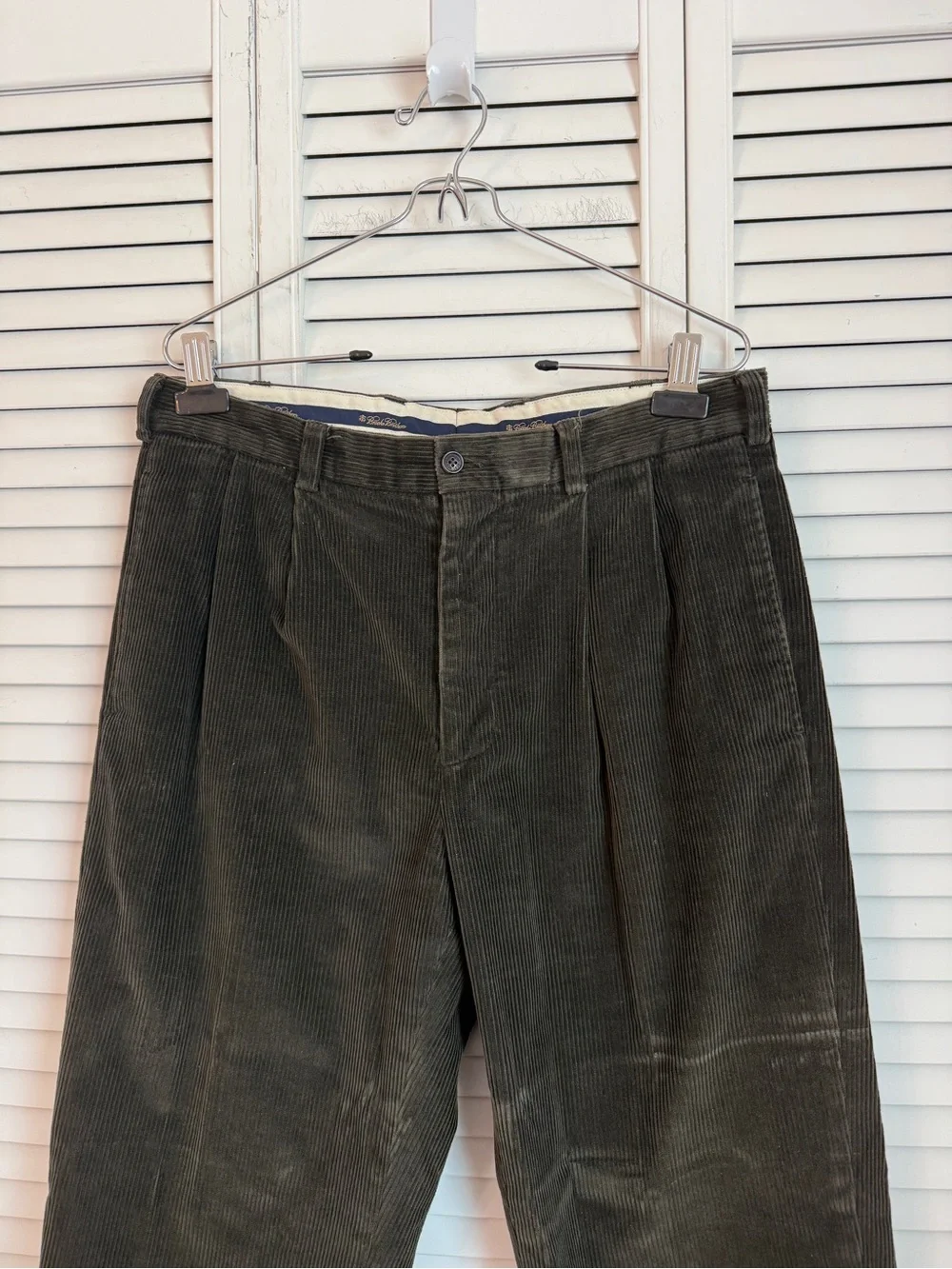 Brooks Brothers Mens Elliot Dark Green Corduroy Pants Size 34 Office Academia